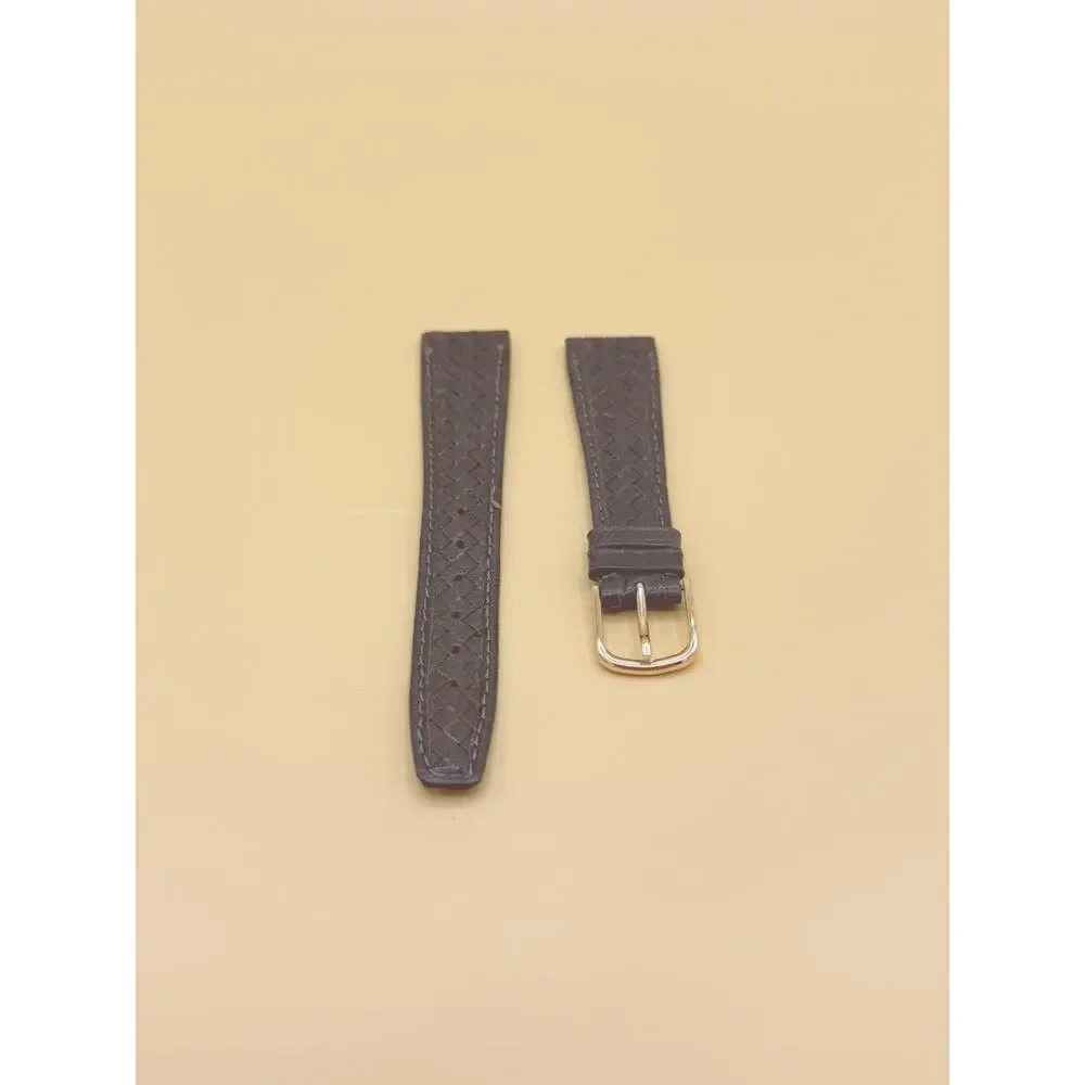 19mm KREISLER Braided Calfskin GREY NOS Vintage Watch Band & Gold-Tone Buckle